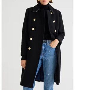 NWT J. Crew Warwick Topcoat in Italian Stadium-Cloth Wool Blend | Black | 0